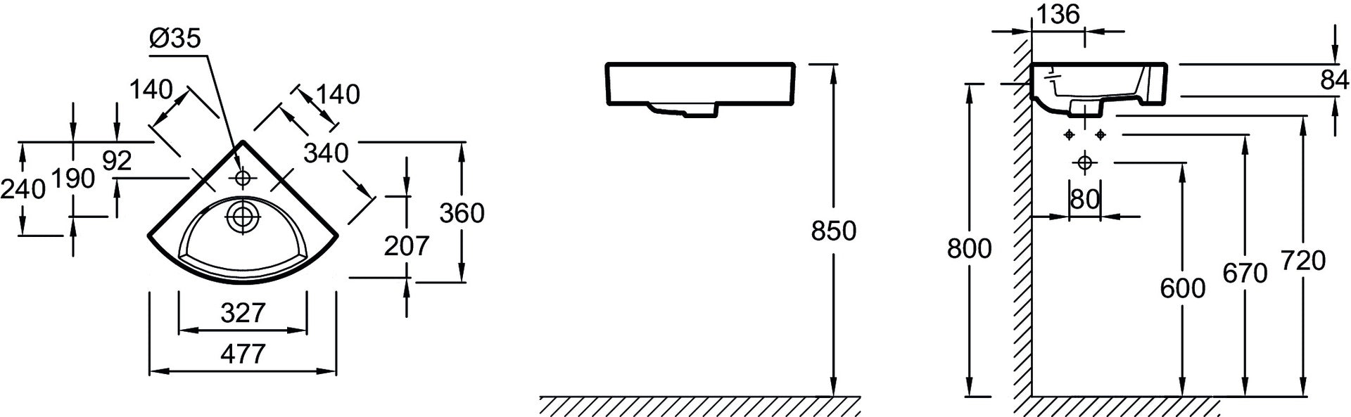JACOB DELAFON EGP112-00 ODEON RIVE GAUCHE Lavamanos angular 34x34cm