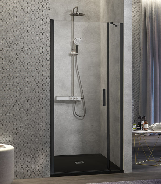 KASSANDRA NARDI NA502 Mampara Ducha Abatible 1P+1F Negro Transparente