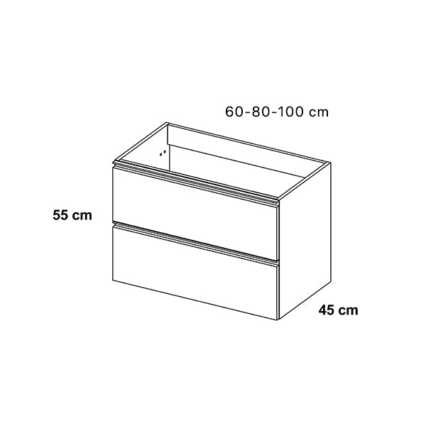 VISOBATH GRANADA Conjunto Mueble de Baño Completo Suspendido 2 Cajones Color Gris Ceniza Tirador Negro