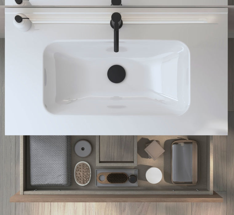 ROYO KENA Mueble+Lavabo Suspendido 2 Cajones Roble Arenado