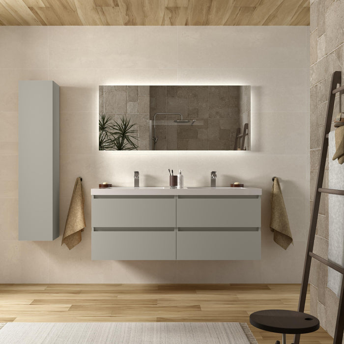 SALGAR 122352 BEQUIA Mueble de Baño 2 pozas Carga Mineral 140cm Gris mate