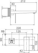 IMEX GLP048/OC PISA Monomando Empotrado Lavabo Oro Cepillado