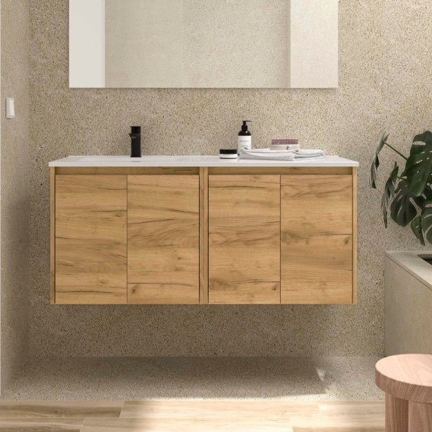 SALGAR 118768 NOJA Mueble+Lavabo 4 Puertas 120 cm Color Roble África Con Encimera Derecha