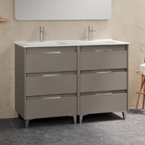 AMIZUVA C0073826 SUKI Bathroom Furniture with Sink 6 Drawers 120 cm Fumé Arenado
