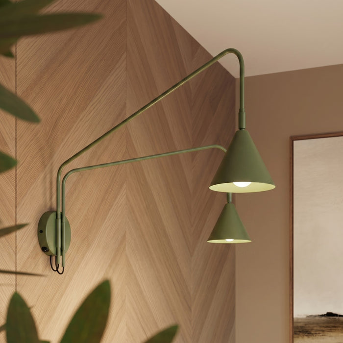 SOLLUX SL.2510 Aplique de pared NOX 2 verde oliva con interruptor