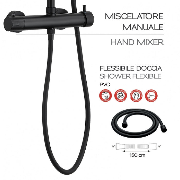 GEDY GYSC1025160 STAR PLUS Single-lever Faucet Large Telescopic Shower Matte Black