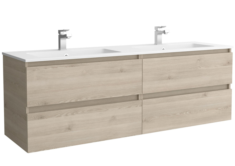 SALGAR 115834 BEQUIA Mueble de Baño 2 pozas Solid Surface 160cm Natural