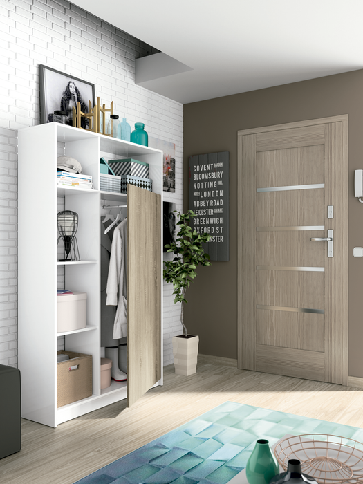 MUEBLES PITARCH Neo White High Gloss/Cambrian Oak Tall Hallway Cabinet