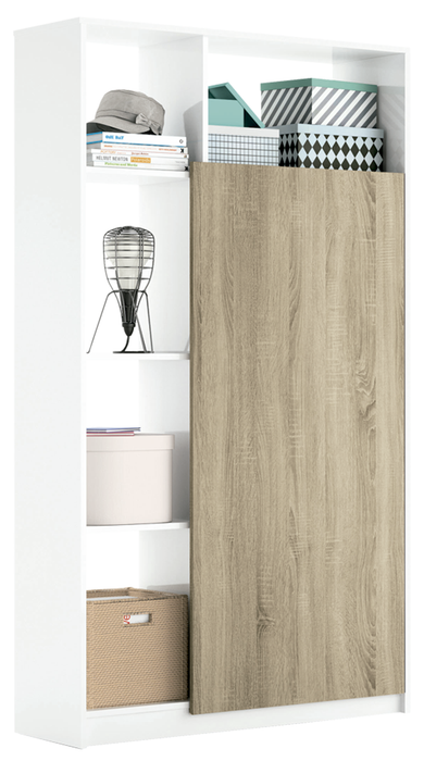 MUEBLES PITARCH Neo White High Gloss/Cambrian Oak Tall Hallway Cabinet
