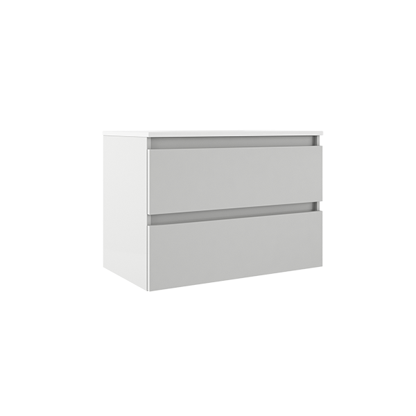 VISOBATH BOX Mueble de Baño con Lavabo Suspendido 2 Cajones Blanco Nieve Brillo