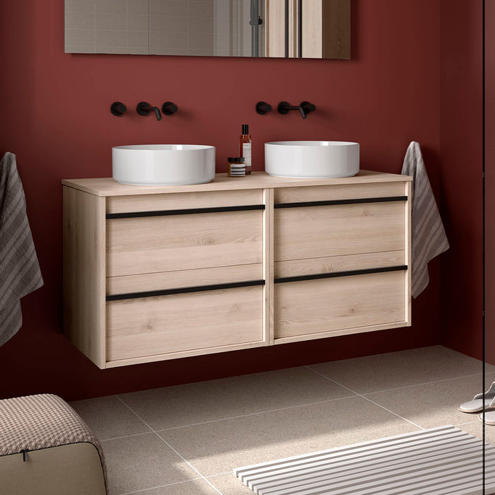 SALGAR 104985 ATTILA Bathroom Cabinet with Countertop Lid 4 Drawers 140 cm Natural Color