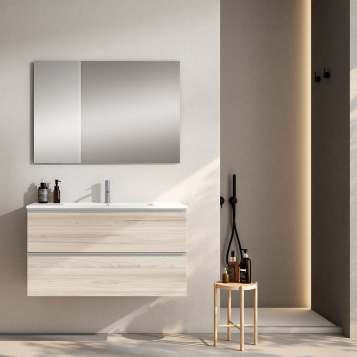 VISOBATH GRANADA Conjunto Completo Mueble de Baño Suspendido 2 Cajones Color Aliso Tirador Aluminio