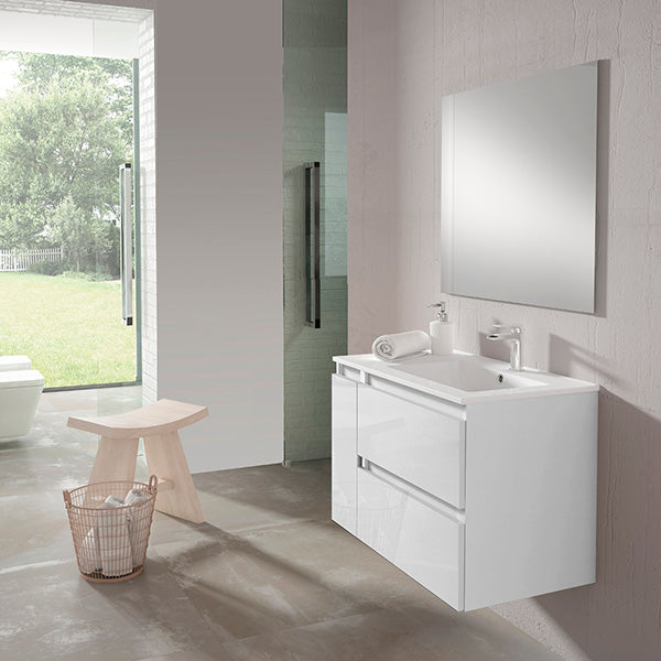 VISOBATH BOX Conjunto Mueble de Baño Derecha 2C+1P Suspendido Blanco Nieve Brillo