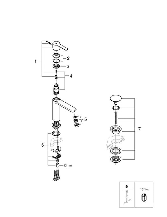 GROHE 36 445 A00 ESSENCE E Mezclador de lavabo electrónico 1/2" tamaño M con mezclador y limitador ajustable de temperatura graf