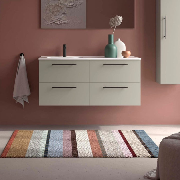 SALGAR 118731 SILANE Mueble+Lavabo 120 Gris Satinado Tirador Negro Con Encimera Derecha