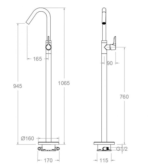 RAMONSOLER 917602NM ADAGIO Grifo Monomando de Columna para Lavabo Negro Mate