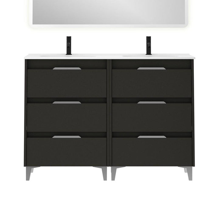 AMIZUVA C0073824 SUKI Mueble de Baño con Lavabo 6 Cajones 120 cm Antracita Brillo