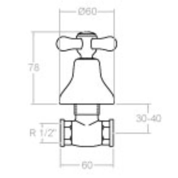 RAMONSOLER 3107C1/2X1 GAUDI Llave De Paso 1/2"