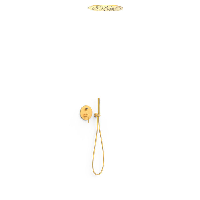 TRES 26238005OM Kit Grifo Monomando Empotrado de 2 Vías Rapid‑box Para Ducha Oro Mate 24K