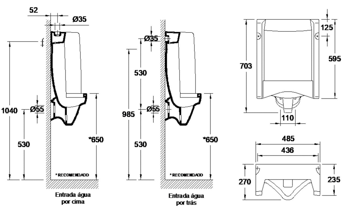 VALADARES FLORIDA Urinario Mural Blanco
