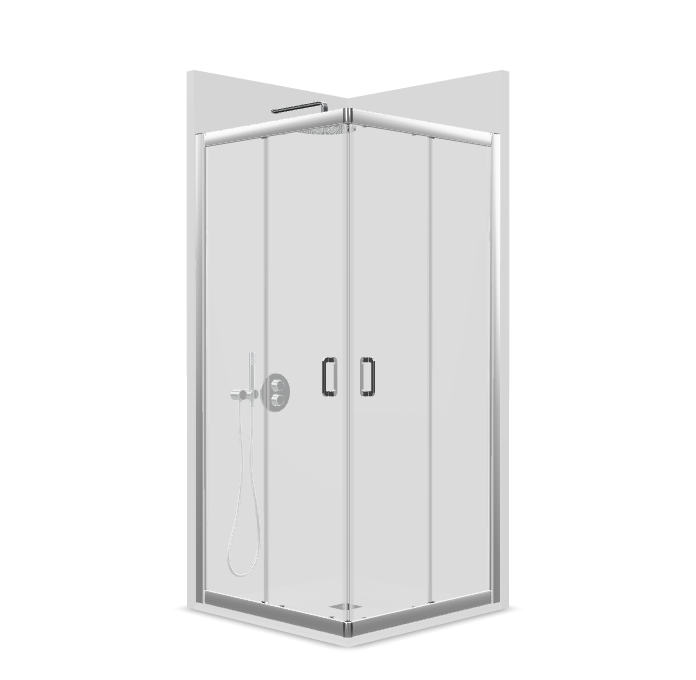 PROFILTEK SPG-320 SPRING 2 hojas correderas+2 hojas fijas. 6 MM Plata Alto Brillo* Transparente