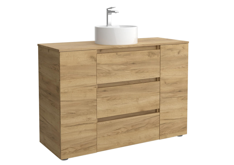 SALGAR BEQUIA PLUS Mueble 3C Lavabo sobre encimera 120 cm Roble