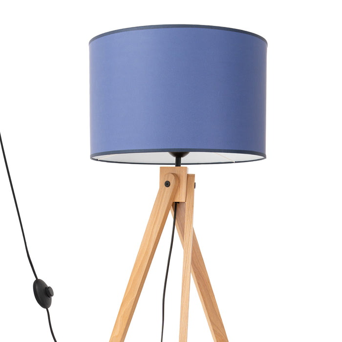 SOLLUX SL.1906 Lámpara de pie NATT navy azul marino/madera natural