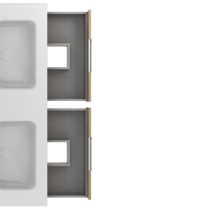 AMIZUVA C0073827 SUKI Mueble de Baño con Lavabo 6 Cajones 120 cm Nogal Arenado