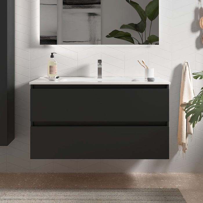 SALGAR BEQUIA Bathroom Cabinet with Sink Matte Black Color