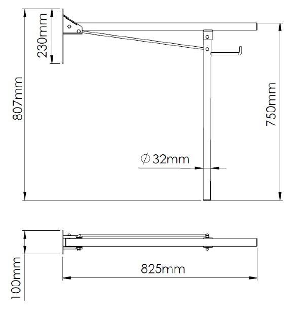 MEDICLINICS BGA0820C Foldable Bar with Support Stainless Steel Bright Finish