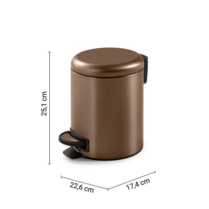 GEDY 32098200000 POTTY Papelera redonda con tapa 3 L oro rosa