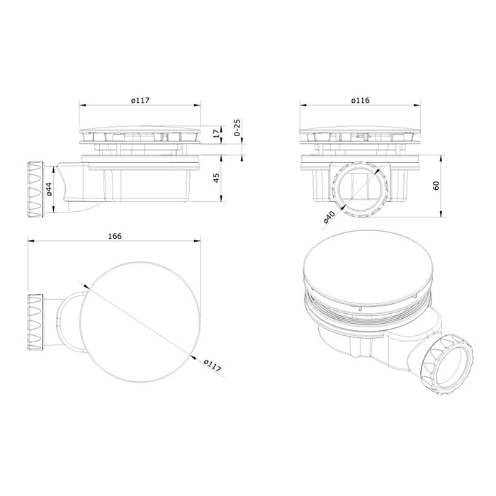 UNISAN STEPIN Ceramic Non-Slip Square White Shower Tray
