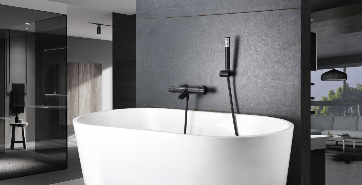 IMEX BTG053-4NG GÉNOVA Grifo Termostático Para Bañera Negro Mate