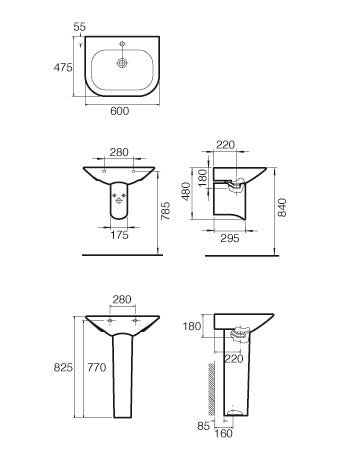 SANITANA NEXO Lavabo Mural 60 Blanco Brillo