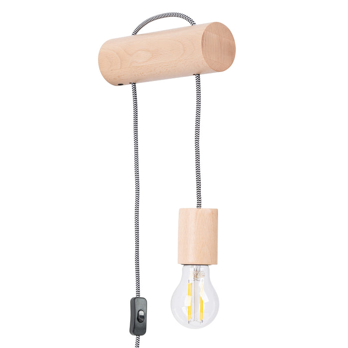 SOLLUX SL.1644 Aplique NIMBI E27 con interruptor madera natural/blanco/negro