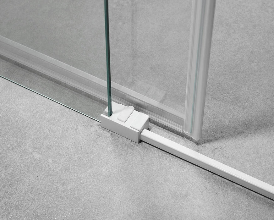 GME BASIC Mampara Frontal Ducha Corredera 1F+1C Blanca Vidrio Decorado