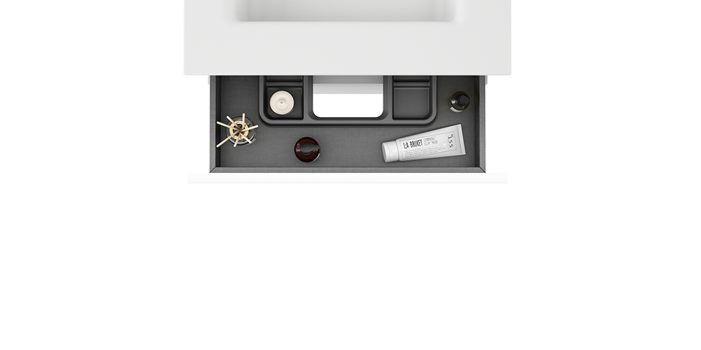 VISOBATH GRANADA Bathroom Cabinet with Wall Hung Sink 2 Drawers White Ada Matte Color Aluminum Handle