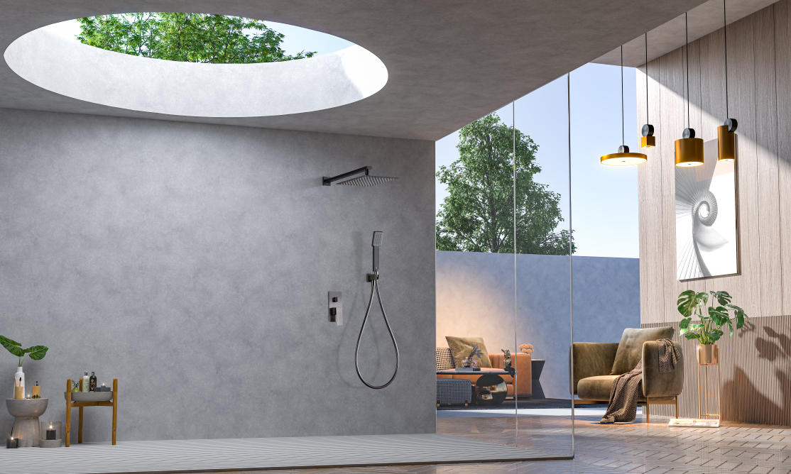 IMEX GPP048/BGM PISA Conjunto Ducha Monomando Empotrado Black Gun Metal