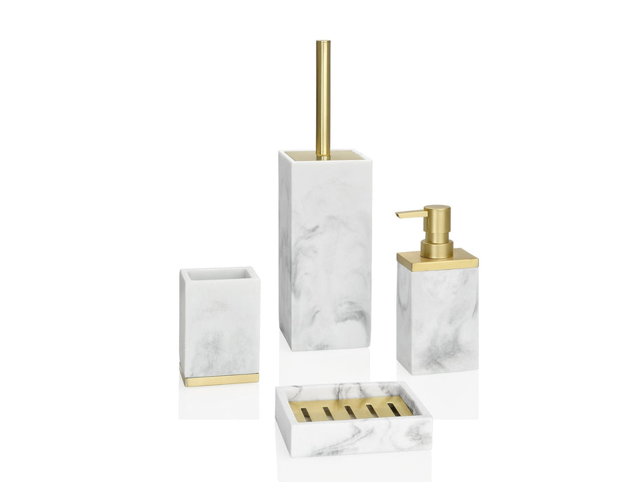 ANDREA HOUSE BA68121 Jabonera Polirresina Efecto Marmol Inox Dorado Mate