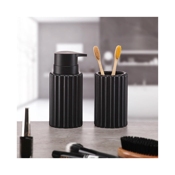 ARCOBAÑ FCTANGERN  Lote Dispensador/dosificador Jabón + Vaso Tanger Negro