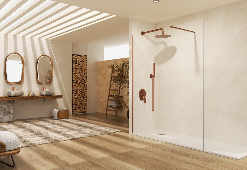 SB_X SCREEN Mampara Fijo Ducha 8 MM Oro Rosa Transparente