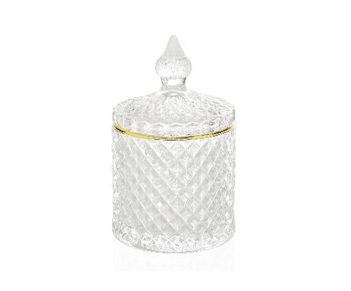 ANDREA HOUSE CR19185 Caja Vidrio Diamond/Oro Ø8,5X14,5Cm