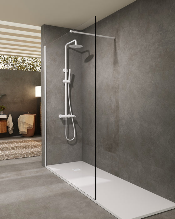 SB_X SCREEN Mampara Fijo Ducha 6 MM Blanco Mate Transparente