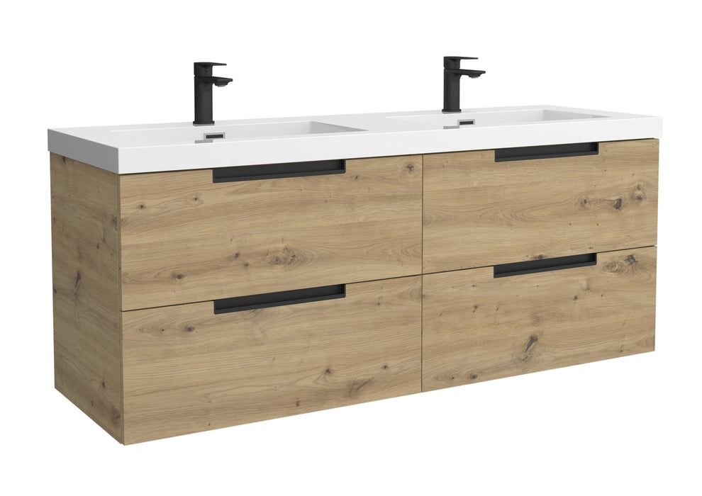 SALGAR 121986 LENI Mueble de Baño 2 pozas Carga Mineral 140cm Roble