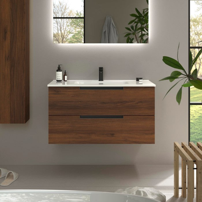 SALGAR LENI Mueble de Baño con Lavabo Color Nogal
