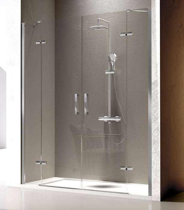 KASSANDRA NARDI Shower Screen Front 2 Fixed + 2 Swing Doors Bright Silver Transparent