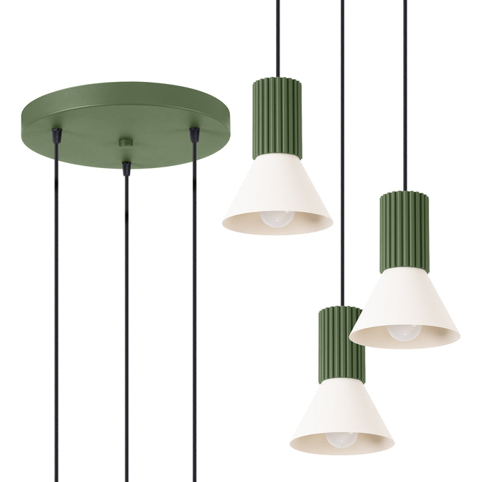 SOLLUX SL.1873 Lámpara colgante ESTRIA 3P beige/verde oliva beige/verde oliva