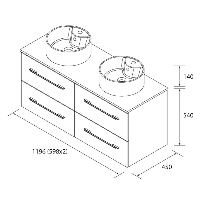SALGAR 97966 MORAI Mueble de Baño con Lavabo y Encimera 120 cm Color Roble