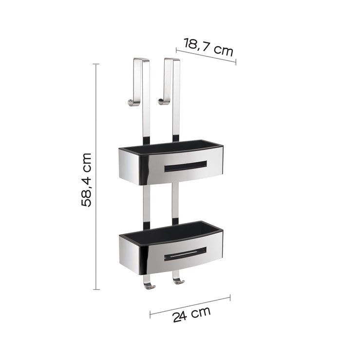 GEDY 77194300000 POSEIDON 2-Shelf Storage Rack Chrome Black