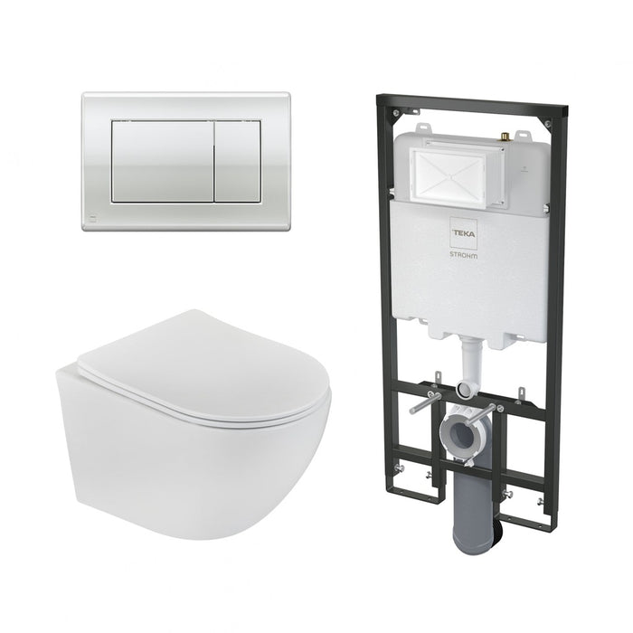 STROHM TEKA PACK MANACOR Inodoro Suspendido Rimless Pulsador Cromo